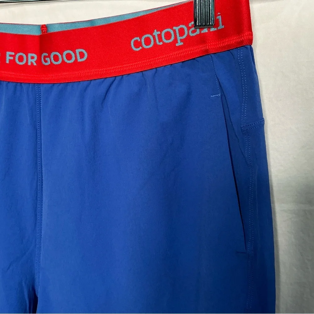 Cotopaxi Shorts Mens M Blue Nylon Spandex Crux Spellout Waistband Hiking Outdoor
